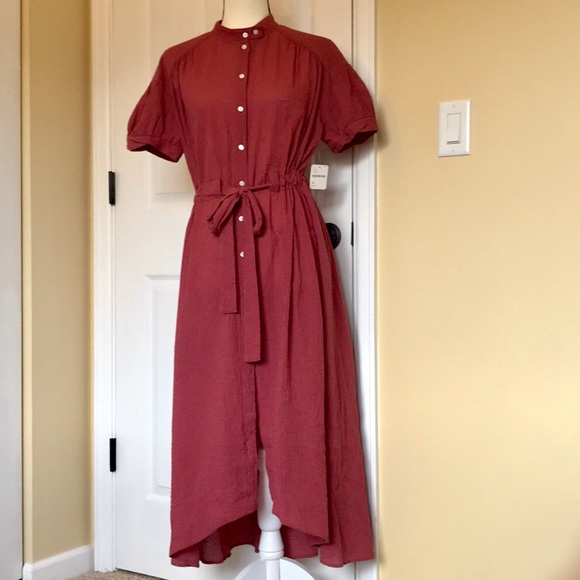 Free People Dresses & Skirts - Free People High Neck Tie Front Button Midi Dress